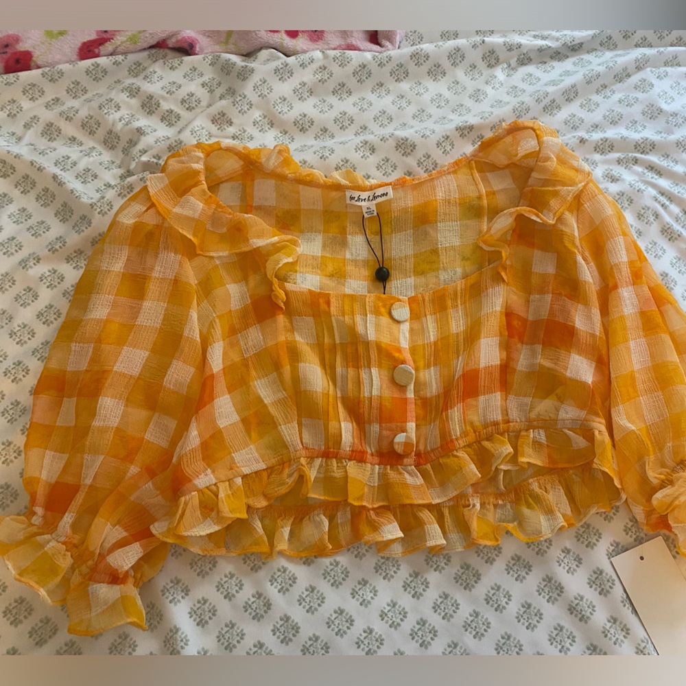FLL Orange plaid/gingham crop top